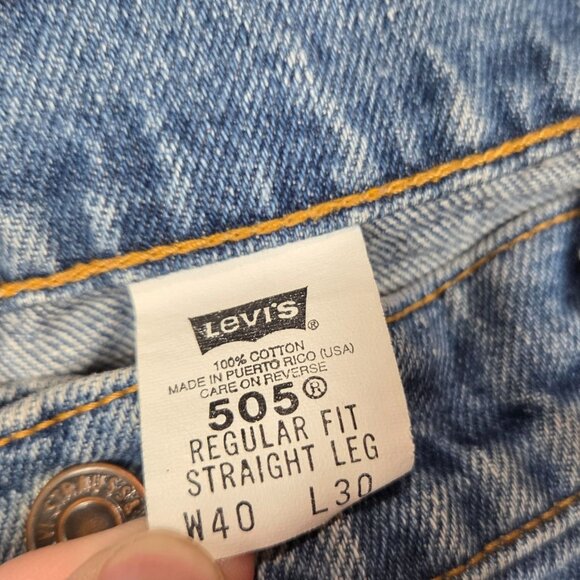 Vintage Levis 505 Jeans Mens 40X30 Blue Regular Fit Straight Leg Denim 90s - Picture 3 of 10